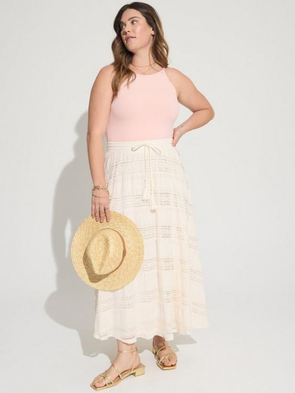 BNWT Torrid Cream Lace-Trim A Line Maxi Skirt Size 5